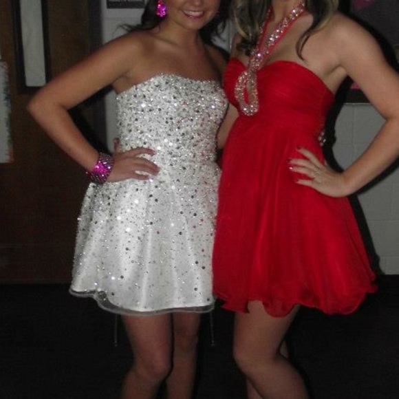 Sherri Hill White and Silver formal dress size 4 - Picture 5 of 6